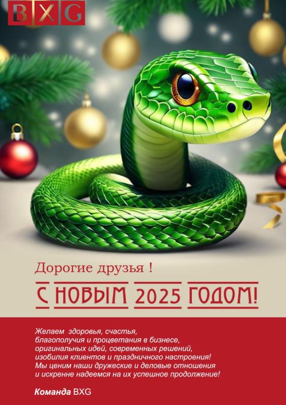 Дорогие друзья! Компания BXG  поздравляет вас с Новым 2025 годом . Здоровья крепкого, благополучия  и удачи нам всем в новом году !